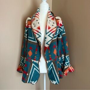 RHONDA STARK Concho Jacket Western Indian Blanket Turquoise Orange Medium USA